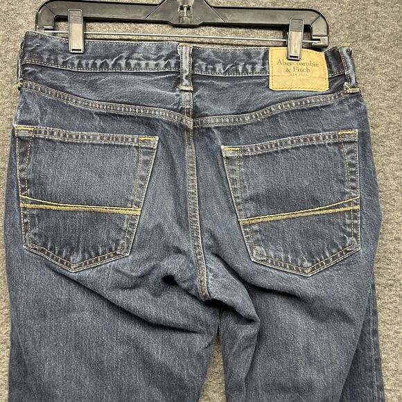 Abercrombie‎ & Fitch Slim Straight Jeans Mens Size 31x32 Dark Blue - Picture 5 of 9